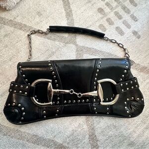 Vintage Y2K Rina Rich Studded Black Leather purse | Horse hardware